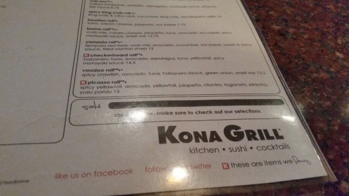 Kona grill menu gluten free