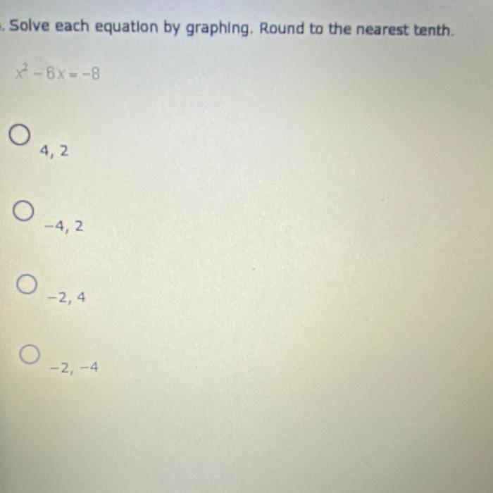 Solve es001-1.jpg by graphing. round to the nearest tenth.