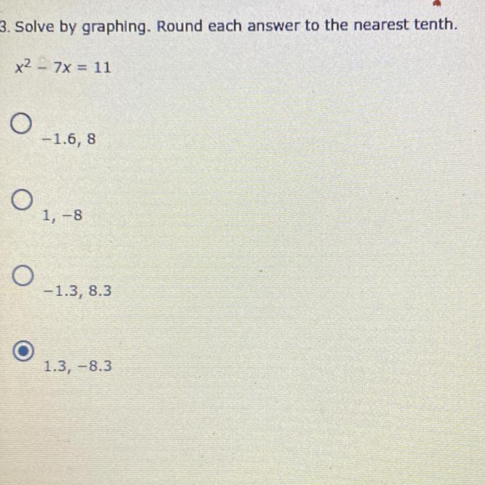 Solve es001-1.jpg by graphing. round to the nearest tenth.