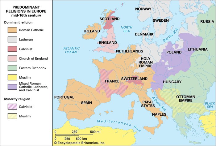 The reformation religious map of europe c 1600